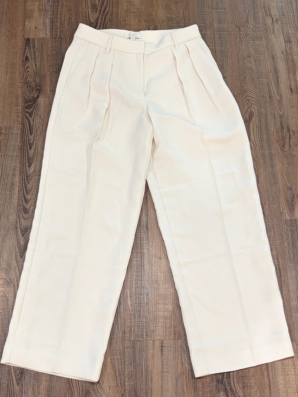 Banana Republic Cream High-Waist Pleated Wide-Leg Trousers - Picture 2 of 3